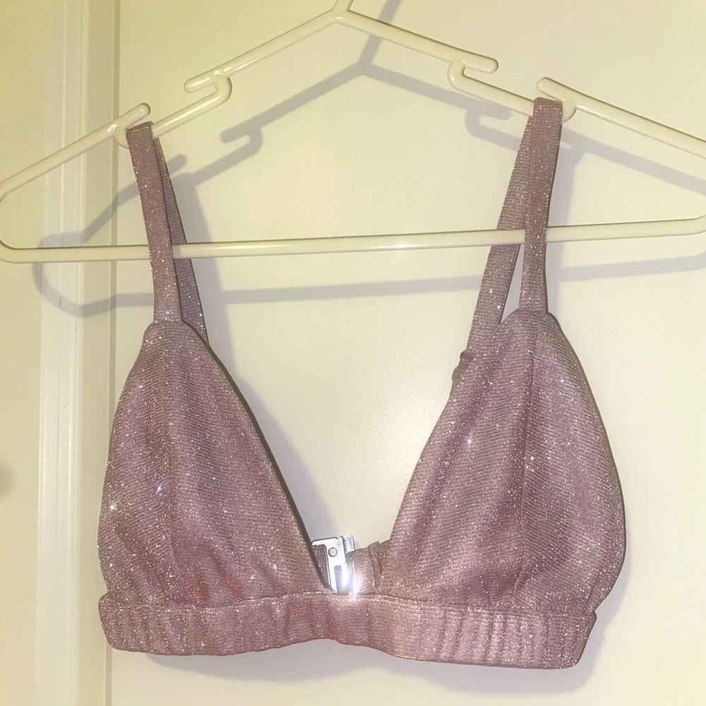 Pink glittery/sparkly bralette from SLA the label